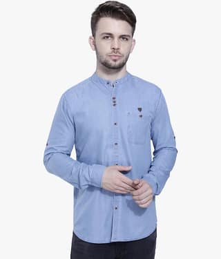 Kuons Avenue - Light Blue Denim Slim Fit Men's Casual Shirt ( Pack of 1 )