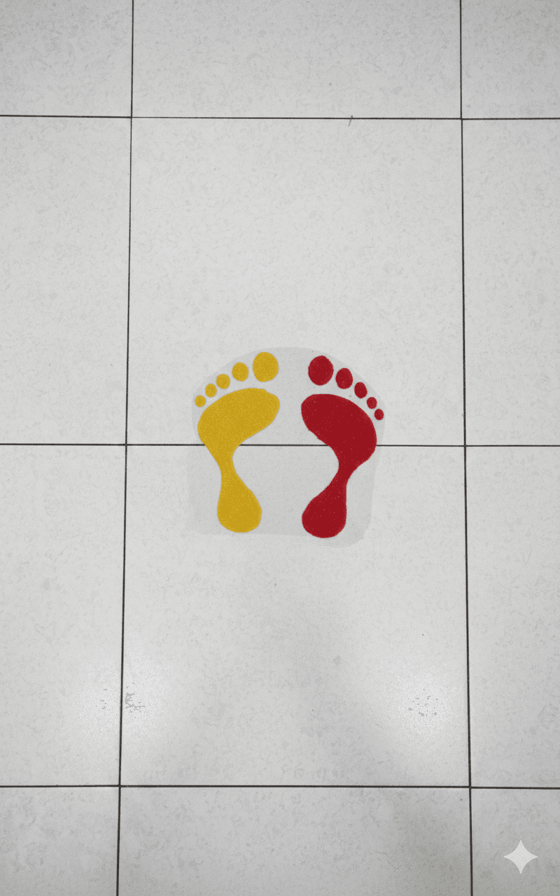 Madhura’s Creations Lakshmi Footsteps Rangoli Patch (6 cm) | Red & Yellow Colour | Auspicious Traditional Design | Real Rangoli Colours | Reusable | Pair Set view 2
