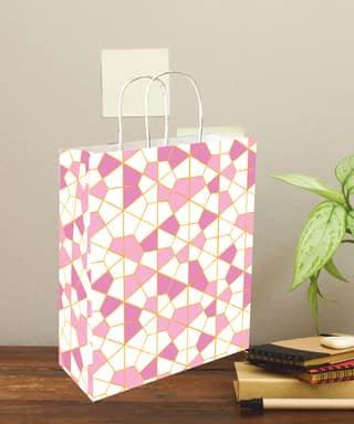90 GSM Abstract Printed Small Paper Gift Bags, Ideal for Birthday Return Gifts, Wedding Gifts, & Gifting on Special Occasions (Size: 9.4 x 7.9 x 3 inch) - 12