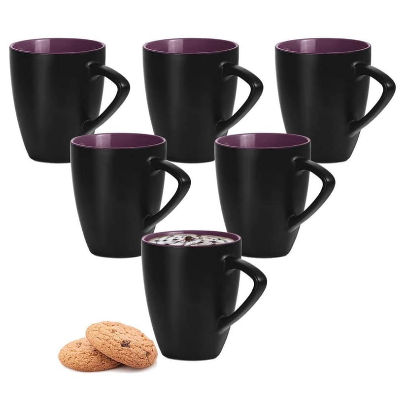 Treo by Milton Delta Ceramic Mug, Set of 6, 160 ml Each, Black | Coffee Mug | Tea | Milk | Smoothies | Microwave Safe | Dishwasher Safe | Easy to Handle | Glossy Finish view 2
