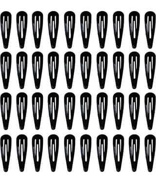 KTU 40 pcs Black Barrettes Small Snap Clip Size 30 mm(Small) Women Metal Hair Clips Accessories Water Drop Female Hair Clips