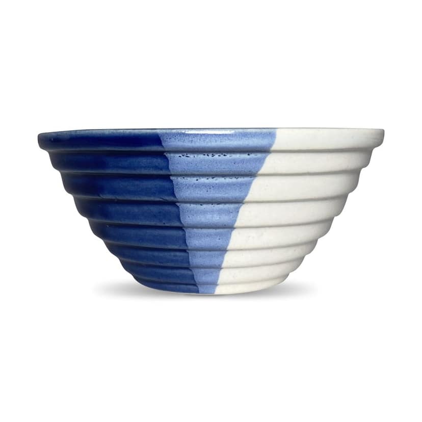 Ceramic Dining Half-Cut Blue & White Designer Ceramic Dinner Bowls Set of 4 view 2