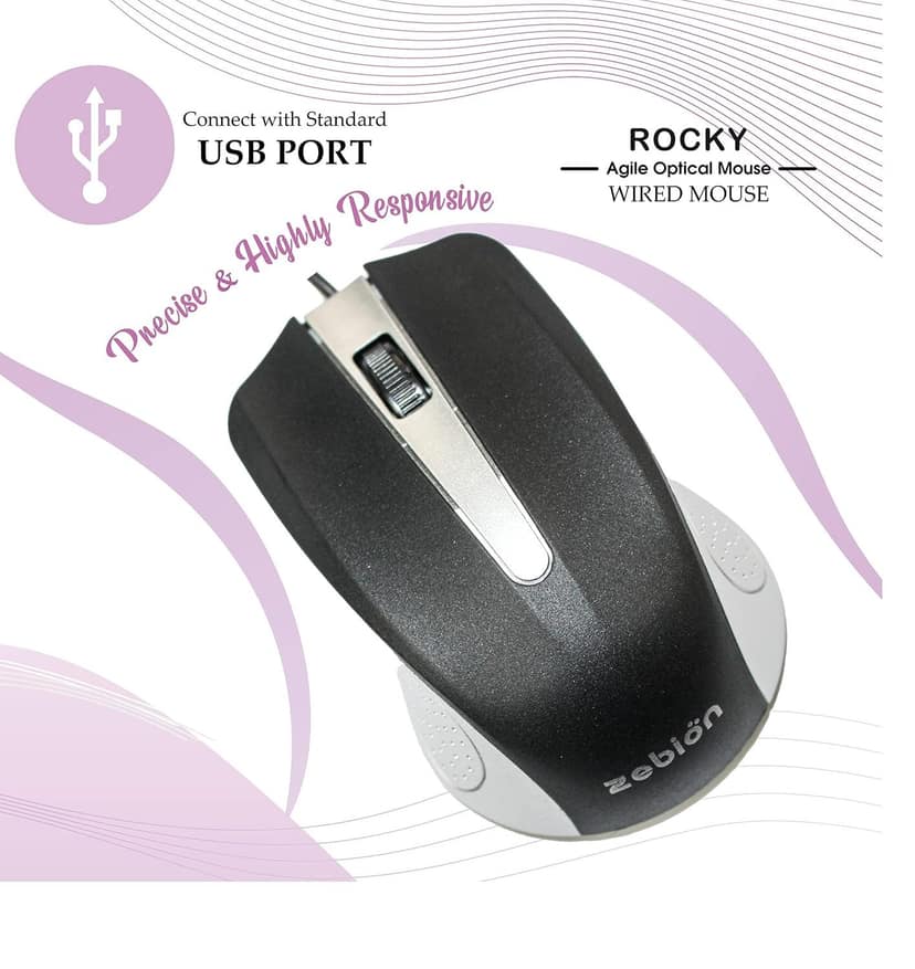 Zebion Rocky USB Mouse with Latest Optical Technology - Black view 2