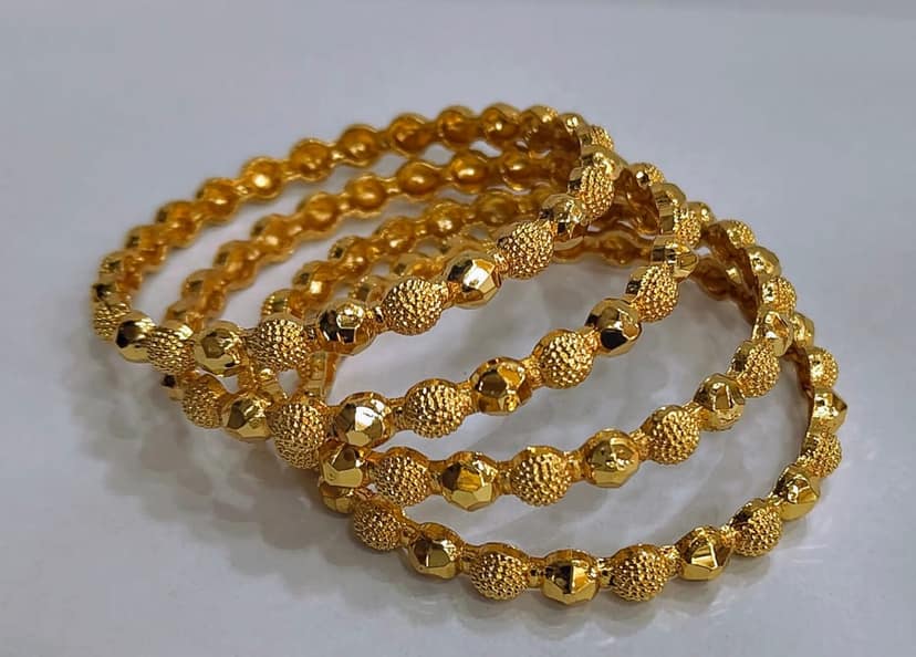 4 Piece Set Gold plated Bangles with Ball Design view 2
