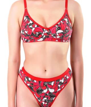 TCG Red Cotton Bra & Panty Set