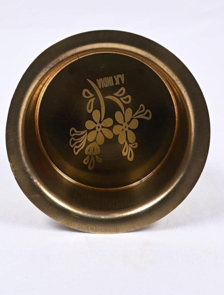 Small Brass Bowl with Engraved Rings view 2