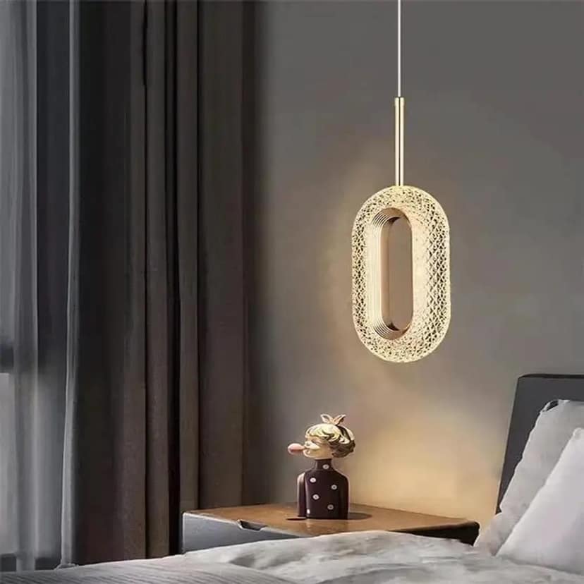 SPARKWORLD Crystal Oval Elegance Pendant Light Ceiling Light Ceiling Lamp (White) view 2