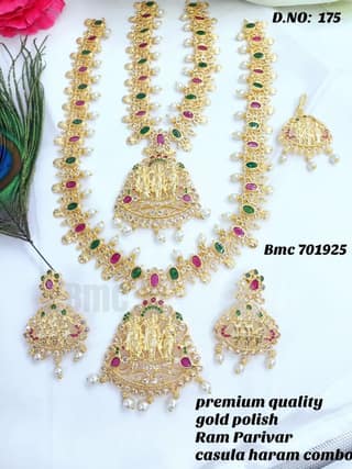 Premium Quality Gold Polish Ram parivar Casula Haram Combo