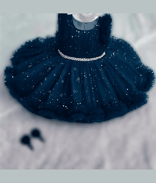 IMON BASID Pack of 1 Baby Girls Net Frock ( Blue )