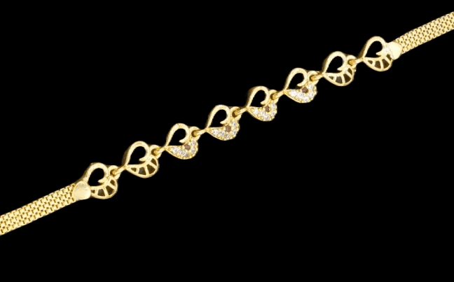 22k Gold Bracelet with Heart-Shaped Links view 2