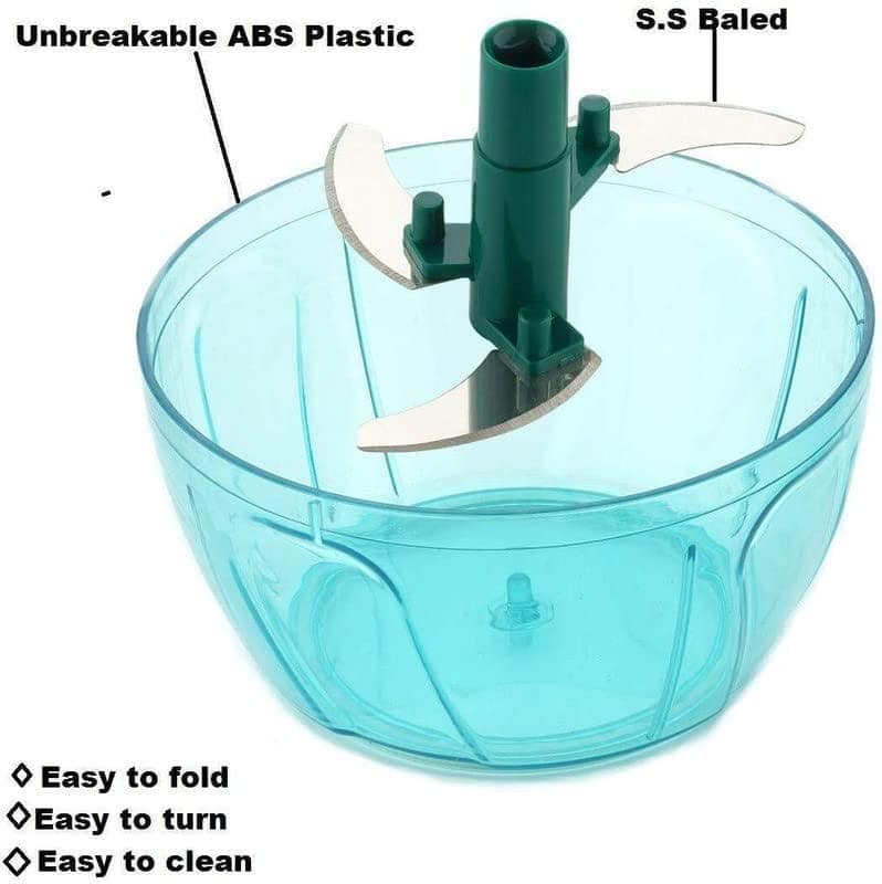GLOBAL IMPEX Vegetable Hand Chopper with 3 Stainless Steel Blade and Whisker Multipurpose Vegetable Chopper, Dry Fruit and Onion Quick Chopper Machine for Kitchen view 2