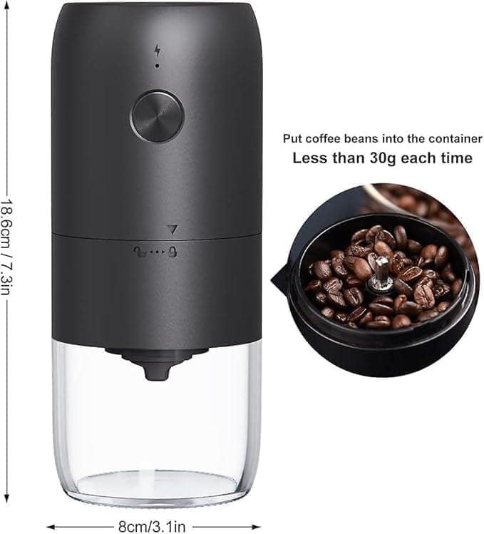 The Bean Co Roasters Electric Coffee Grinder | Powered by USB Plug-in Wire | with Cleaning Brush view 2