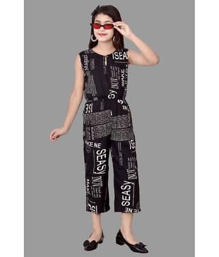 Cherry Tree Girls Crepe Jumpsuit ( Pack of 1 , Orange )
