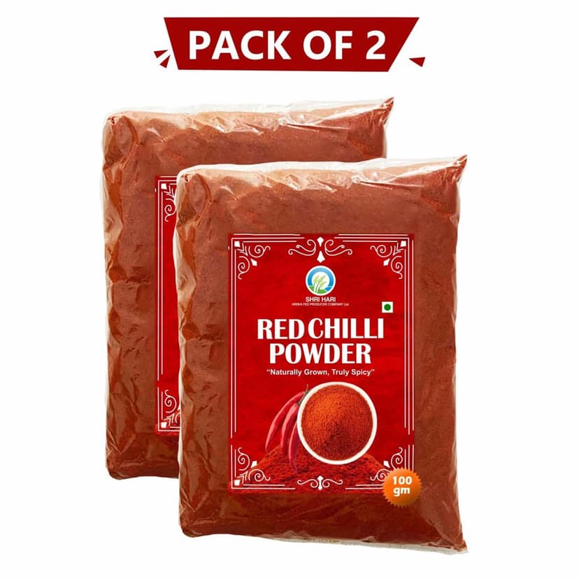 Red Chilli Powder (100 gm) Pack of 2 by Shri Hari Fed Krishi Producer – Pure, Natural & Made by Farmers
