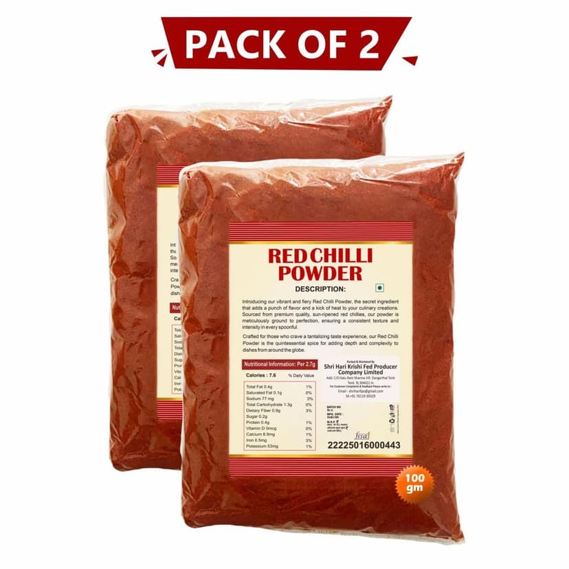 Red Chilli Powder (100 gm) Pack of 2 by Shri Hari Fed Krishi Producer – Pure, Natural & Made by Farmers view 2