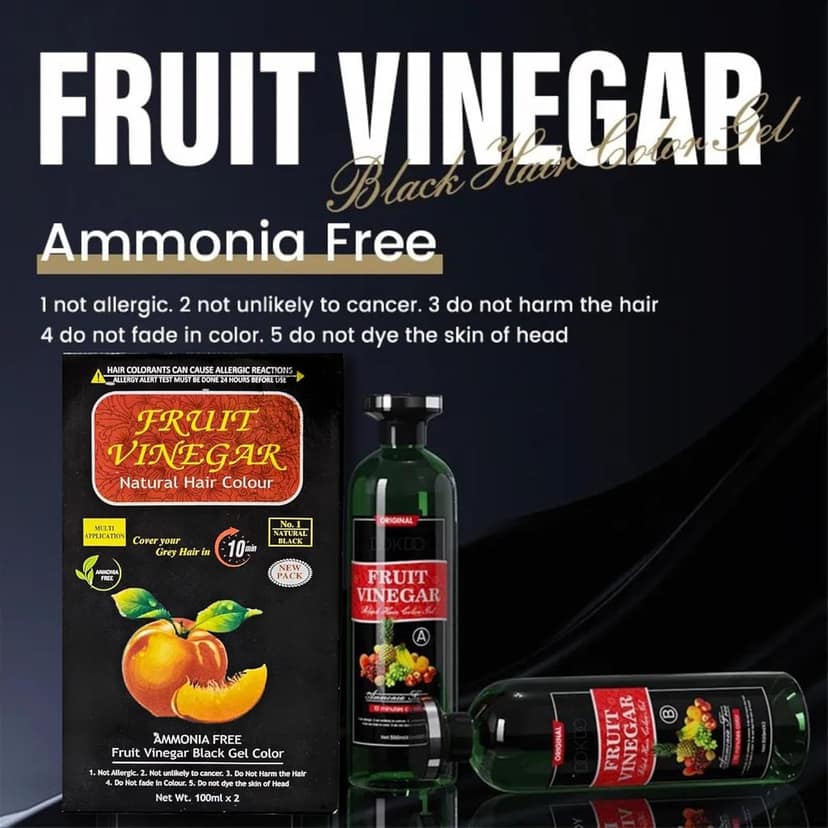 FRUIT VINEGAR Natural Black Hair Colour Gel - Ammonia Free, 10-Minute Grey Coverage (100 ml) view 2