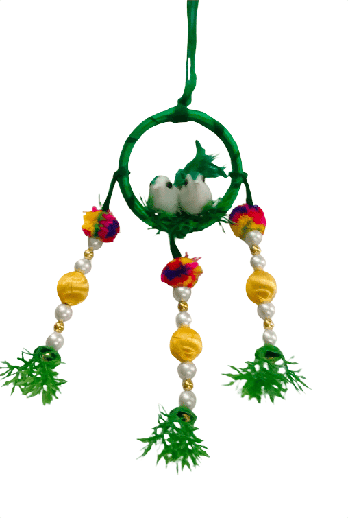 Handmade Bird Nest Dream Catcher with Colorful Embellishments view 2
