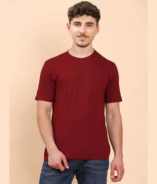 ENCIGER Men 100% Cotton Regular Fit Solid T-Shirt ( black )