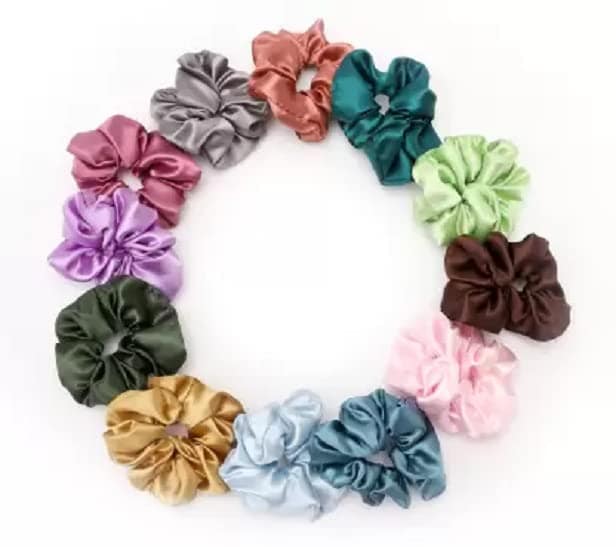 Elecsera Luxury Satin Scrunchies Rose Set of 5 Colour Rubber Band Set of 5 (Multicolor) view 2