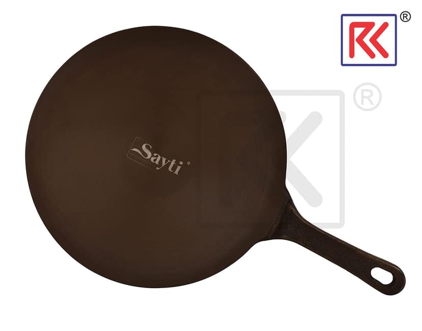 RK Pre-Seasoned Cast Iron Tawa | Pre-Seasoned with 100% Vegetable Oil | Naturally Nonstick | High Pressure Casting | High Strength | Bring Back Nostalgic Taste | Toxin-Free (25cm) view 2