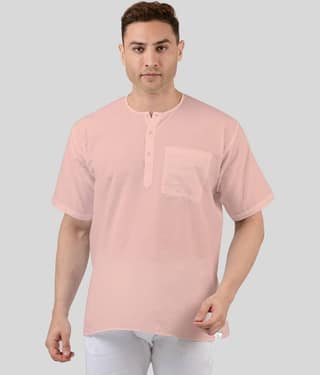 Maharaja Cotton Plain Regular Kurta For Men ( Peach )