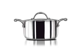 Stahl Artisan Triply Stainless Steel Casserole with Lid | Premium Induction-Friendly Cook & Serve Casserole (Size - 16cm-1.4ltr) by Mahavir Home Store