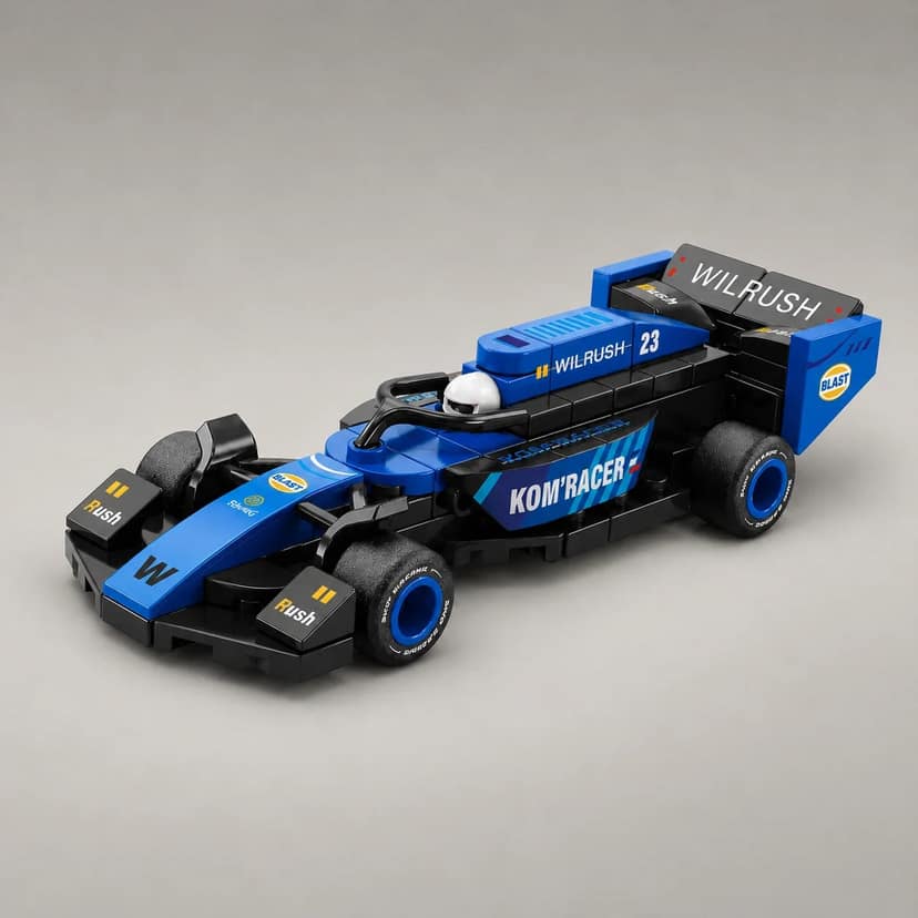 Blue Grand Prix Racer Vehicle Building Block (1Pc)