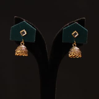 Green - Naimat Stone Work Fabart GS Jhumka Earrings