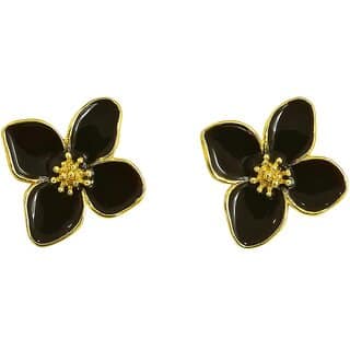 Kimti Black Flower Stud Korean Earring