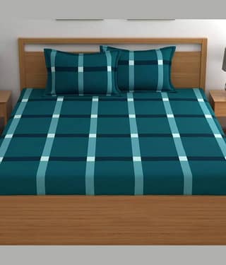 Decent Home Cotton Abstract Printed Fitted ( Double Bed ) - Green