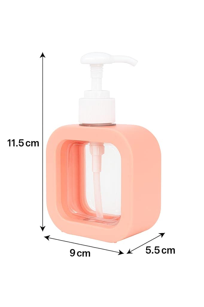 MiLiViNG Modern Peach & Clear Square Pump Dispenser for Hand Soap, Lotion & Shampoo view 2