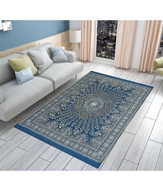 FURNISHING HUT Red Cotton Carpet Abstract 5x7 Ft