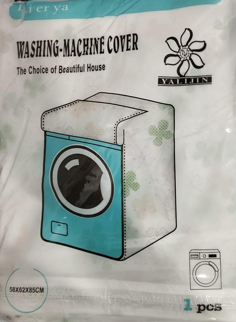 "NAARI VILLA" Washing Machine Cover Suitable for front Loaded of any size multicolour printed on Semi-Transparent PVC zipper Best Imported Quality (Colour and print according to availability and stock) view 2