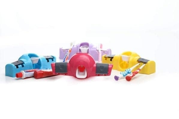 DHRUVINSRI Home and Bathroom Toothpaste Dispenser/Squeezer with 4 Sets of Plastic Toothbrush Holder view 2