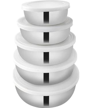 BOWLMAN - Silver Steel Food Container ( Pack of 5 )