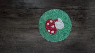 Zarkala Handmade Beaded Mushroom Coaster Set of 6, 4 x 4 Inches