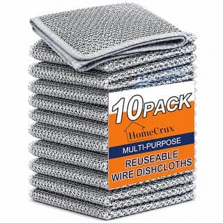 (Pack of 10) Non-Scratch Dish Wash Cloths | Metal Wire Scrubber & Multipurpose Kitchen Scouring Pads