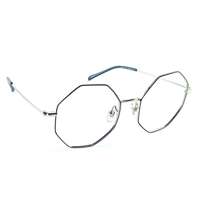 Metal Silver Black Hexagon Full Rim Frame For Unisex view 2