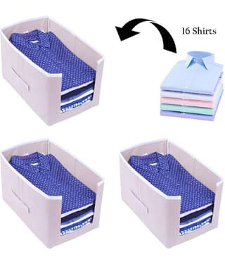 PrettyKrafts Shirt Stacker Closet Organizer - Shirts and Clothing Organizer - (Set of 3) - Beige