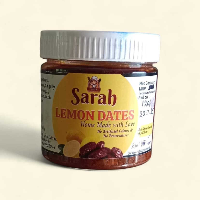 Eco-cater Lemon & Dates Pickle Sweet and Tangy Traditional Style – 250 g (Handmade, No Preservatives)