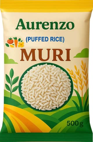 Aurenzo Muri Puffed Rice | Light & Crispy Indian Snack, 1000 gm