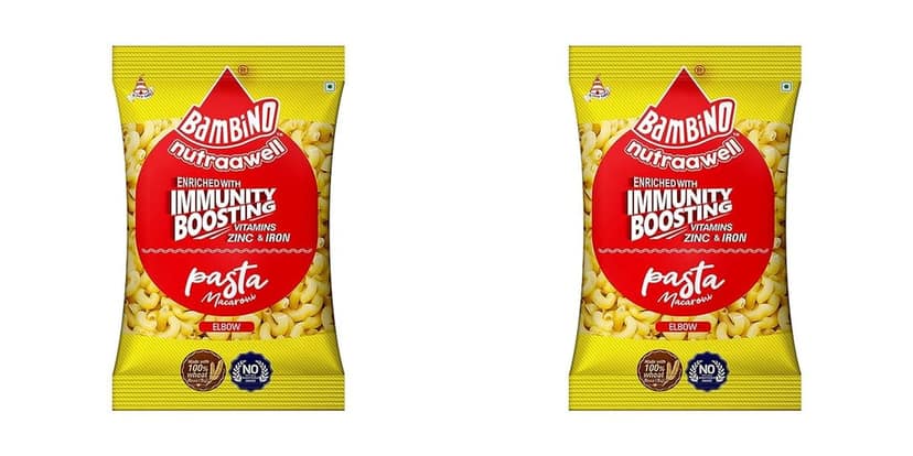 Bambino | Pasta Macaroni with PEP | Enriched with Immunity Boosting | Elbow | 900 gm Each | Pack of 2 | 1800 Gm Pack