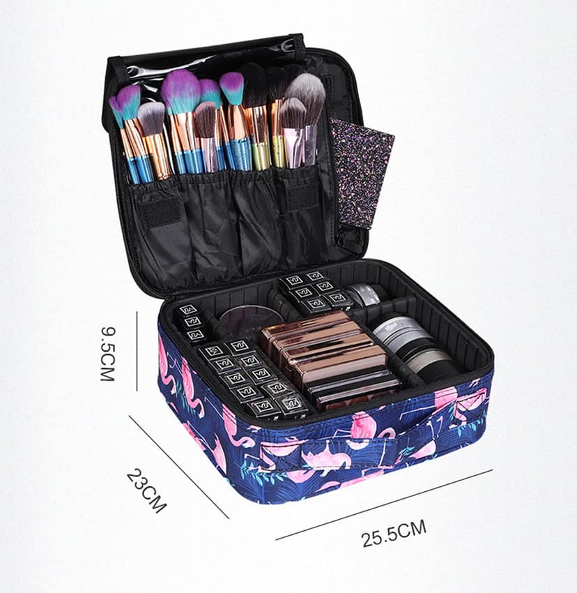 House of Quirk Makeup Box/Cosmetic Storage Case With Adjustable Compartment - Dark Blue Flamingo,W-22 Cm House of Quirk Makeup Box/Cosmetic Storage Case With Adjustable Compartment - Dark Blue Flamingo,W-22 Cm - Dark Blue Flamingo view 2