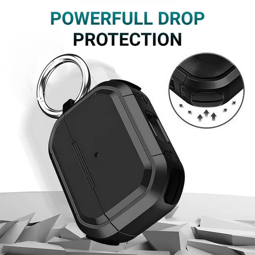 LIRAMARK Tough Rugged Hard Shell Armor case Cover for Airpods Pro 2 Case (2023/2022), AirPods Pro 2nd Generation Cover (Black) view 2