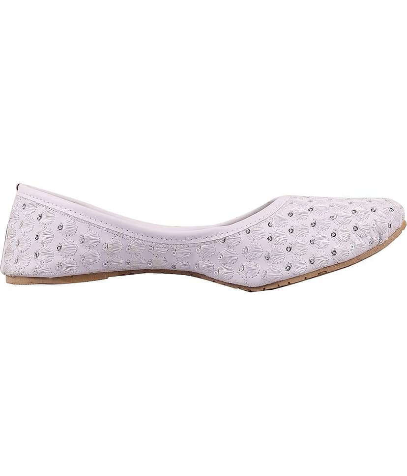Apratim - White Women's Juttis view 2
