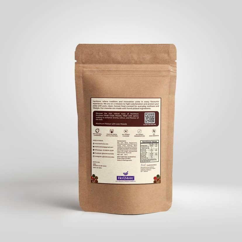 Herimore Amritsari Pindi Chole Masala - Hand-Picked Spices, 50g view 2