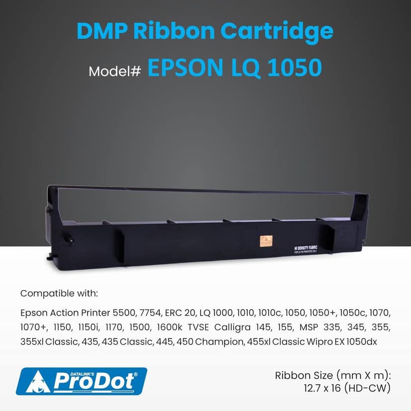 PRODOT LQ 1050 Dot Matrix Ribbon Cartridge Compatible with Epson Action Printer 5500, ERC 20, LQ 1000, TVSE Calligra 145, MSP 335, 345, 435 Classic, 445 Champion, 455xl Classic Wipro EX 1050dx view 2