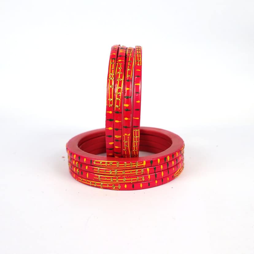 FHS Fashion Women's Beautiful Traditional Rajasthani Lac Bangles - Maroon view 2