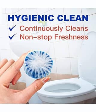 Radhe Creation (Pack 1 - 10pc) Automatic Toilet Bowl Cleaner Tablets Bathroom Toilet Tank Cleaner Blue Clean Bubbles,Strong Detergent Ability,Long lasting 300 brushes,Mild Fresh Pine Scent(10 Pack)05:45 PM