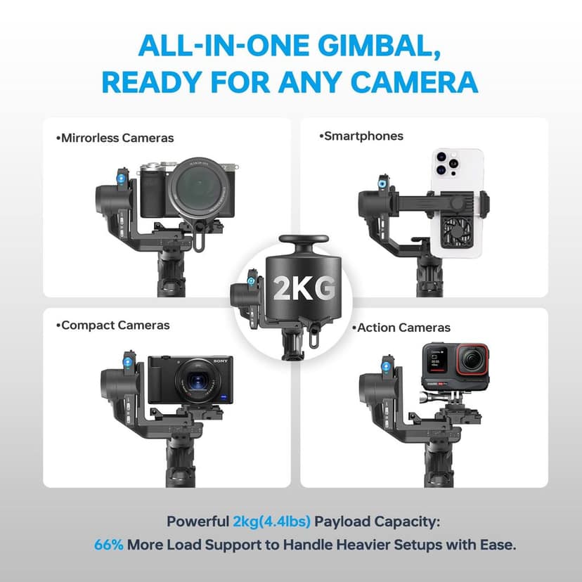 FeiyuTech SCORP Mini-3 PRO All in One 3-Axis Camera Stabilizer,Built-in AI Track Sensor Handheld Gimbal Stabilizer view 2